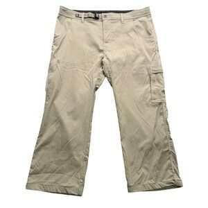 prAna Cargo Pants Men's 38x30 Khaki Tan Technical Belted Outdoor Adventure